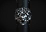 Anel de Prata Caveira - Skull Wings - Em Prata 925 - Celtic Joias Masculinas