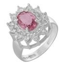 Anel de Prata Coleção Queens Cristal Safira Rosa 6x8 e Zircônias Brancas Anel de Prata Coleção Queens Cristal Safira Rosa 6x8 e Zircônias Brancas