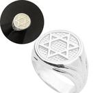 Anel De Prata Estrela de Davi Dedeira Em Relevo Masculina Banho De Prata 925 Anel De Prata Estrela de Davi Dedeira Em Relevo Masculina Banho De Prata 925