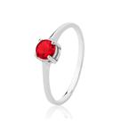 Anel de Prata Redondo Zircônia Vermelho
