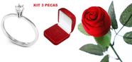 Anel de Prata Solitário Zircônia 4 mm mais Caixinha flor