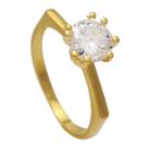 Anel de Topo em V com Solitário de Zircônia Softjoias Folheado em Ouro 18K Anel de Topo em V com Solitário de Zircônia Softjoias Folheado em Ouro 18K