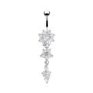 Anel de Umbigo Feminino com Zircônia de Cristal - Aço Inoxidável