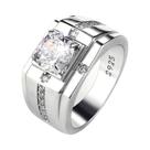 Anel De Zircônia Cúbica Prateada Para Homens, Acessórios Clássicos Para Casamento, Joias Masculinas
