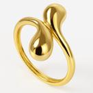 Anel Duas Gotas Bojudas em Ouro 18k
