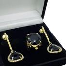 Anel e Brincos Com Pedras E Zirconias Banho De Ouro 18k 377 2285