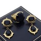 Anel E Brincos Com Pedras Lapidadas Banho De Ouro 18k 377 1385