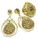 Anel E Brincos Green Gold Banho De Ouro 18k 1121 1122