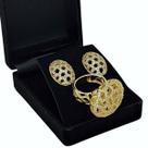 Anel e Brincos Queen Cravejados Com Zirconias Banho De Ouro 18k 776 777