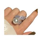 Anel Elegante De Pérola Simulada Com Zircônia Para Mulheres, Joias De Casamento E Festa, Acessórios