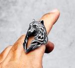 Anel em Aço Inox Lobo Vikings Indomável