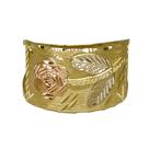Anel Em Ouro 10k 416 Chapa Com Flor E Detalhes