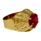 Anel Em Ouro 18k 750 Masculino Pedra Redonda Cores