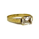 Anel Em Ouro 18k 750 Pedra Octogonal Com Detalhes