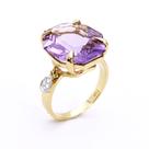 Anel em Ouro 18K Ametista e Diamantes - AU5143
