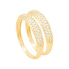 Anel em Ouro 18K Aparador Duplo com Zircônias - AU13248