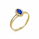 Anel em Ouro 18K Aro Duplo Oval com Zircônia Azul - Joia Elegante Anel em Ouro 18K Aro Duplo Oval com Zircônia Azul - Joia Elegante