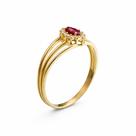Anel em Ouro 18K Aro Triplo com Rubi Navete e Diamantes - Joia Exclusiva