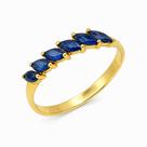 Anel em Ouro 18K com 7 Safiras Navetes - Joia Exclusiva Anel em Ouro 18K com 7 Safiras Navetes - Joia Exclusiva