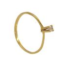Anel Em Ouro 18k Com Diamante De 6 Pontos Solitário Elegante