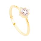 Anel em Ouro 18K com Morganita Carre e Diamantes - AU12086 Anel em Ouro 18K com Morganita Carre e Diamantes - AU12086