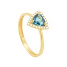 Anel em Ouro 18K com Topázio London e Diamantes - AU10190 Anel em Ouro 18K com Topázio London e Diamantes - AU10190