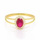 Anel em Ouro 18K com Zircônia Oval Central Anel em Ouro 18K com Zircônia Oval Central