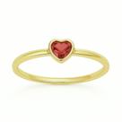 Anel em ouro 18k coração pedra varias cores