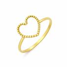 Anel em Ouro 18k Coração Vazado Fio Bolinha - Joia Elegante Anel em Ouro 18k Coração Vazado Fio Bolinha - Joia Elegante