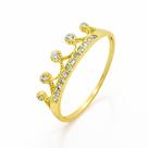 Anel em Ouro 18K Coroa com Zircônia - Joia Elegante