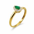 Anel em Ouro 18k Gota com Esmeralda e Zirconias Brancas - Joia Exclusiva