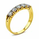 Anel em Ouro 18k Meia Aliança com 5 Diamantes - Joia de Luxo