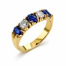 Anel em Ouro 18K Meia Aliança com Diamantes e Safiras - Joia Exclusiva Anel em Ouro 18K Meia Aliança com Diamantes e Safiras - Joia Exclusiva