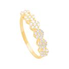 Anel em Ouro 18K Meia Aliança Flores com Zircônias - AU10764