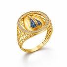 Anel em Ouro 18K Nossa Senhora com Zircônias - Aro Vazado Elegante e Moderno