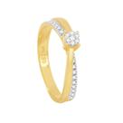 Anel em Ouro 18k Solitário com Diamantes - AU6382 Anel em Ouro 18k Solitário com Diamantes - AU6382