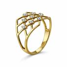 Anel em Ouro 18K Tela com Zirconias - Joia de Compromisso