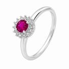 Anel em Prata 925 com Zircônia Pink e Pedras Laterais