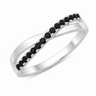 Anel em Prata 925 com Zircônias Pretas - Design em X