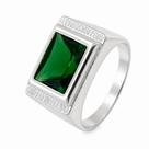 Anel em Prata 925 Retangular com Zircônia Verde - Joia Exclusiva