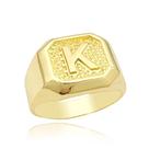 Anel em Relevo Letra K Dedeira Detalhada Banhada a Ouro 18k