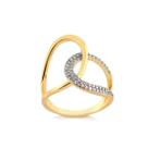 Anel Entrelaçado Com Zircônias Cristal Folheado A Ouro