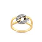 Anel Entrelaçado Com Zircônias Cristal Folheado A Ouro