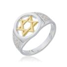 Anel Estrela De Davi Prata 925 Kl Com Estrela Ouro 18 Kl