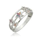 Anel Estrelas Com Zircônia Mix Color em Prata 925 com Ródio Anel Estrelas Com Zircônia Mix Color em Prata 925 com Ródio