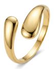 Anel Feminino Ajustável Design Orgânico Regulável em Aço Banhado Ouro 18K