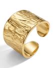 Anel Feminino Ajustável Orgânico Maxi Regulável em Aço Banhado Ouro 18K