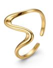 Anel Feminino Ajustável Orgânico Premium Regulável em Aço Banhado Ouro 18K