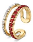 Anel Feminino Ajustável Pedra Cravejada Regulável em Aço Banhado Ouro 18K