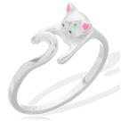 Anel Feminino Ajustavel Regulavel Pet Gatinho Cachorro Prata